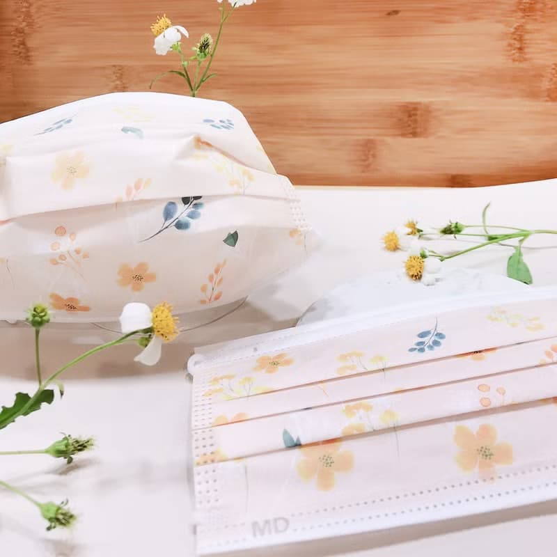 【無藏】柑橘色-小黃花/成人醫療口罩/5入裝/10入盒/50入盒裝/MD