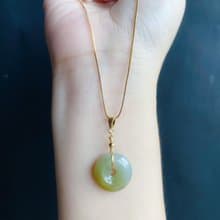 天然緬甸玉 翡翠 冰黃翡 平安扣 設計款 項鍊 禮物 生日禮物