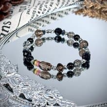 權杖公主水晶設計手串 - 黑髮晶、黑碧璽、赤鐵礦、彩虹碧璽