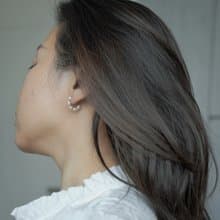 ARAE 小珍珠間隔開口耳圈 天然珍珠耳環 簡約優雅 SV925/14KGF