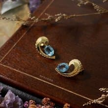 Van Dell羽毛與藍寶石耳針