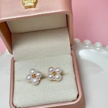 花朵 天然淡水珍珠 極光炫彩 四珠耳環