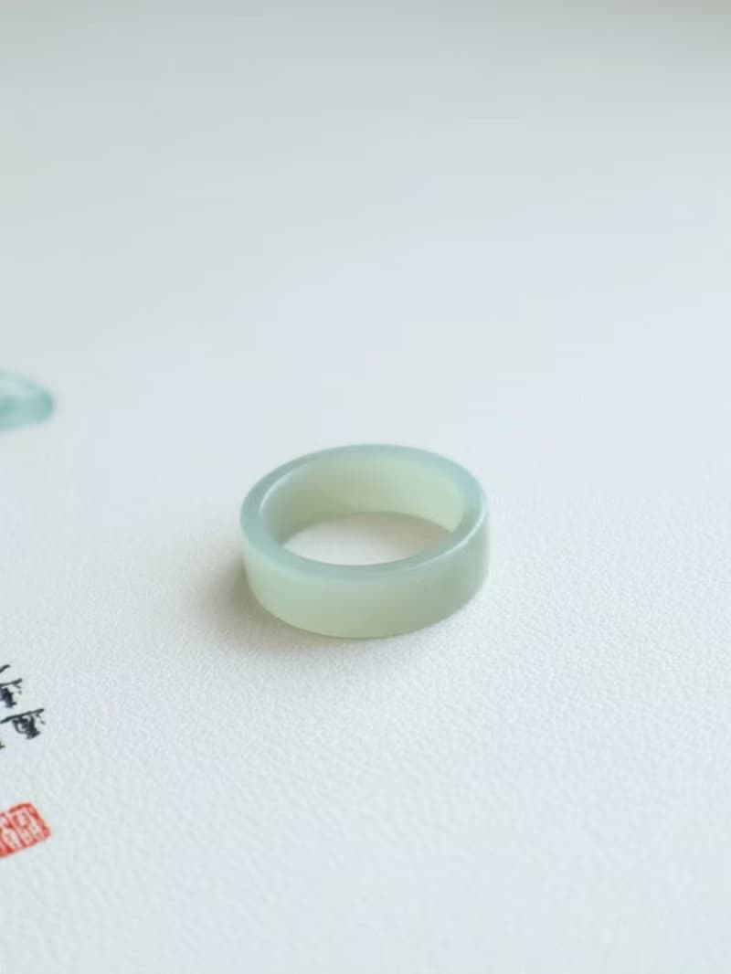 天然和田玉直切指環戒指 冰底晴水料純手工雕刻 男女款戒指