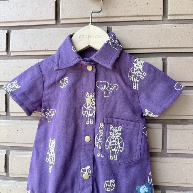 小川學刺繡熊  - 小紳士包屁