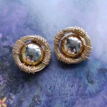 Vintage Jewelry 西洋古董飾品 鈕扣金屬繩 夾式耳環