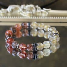 限量收藏 金髮晶 / 鈦晶  黑金超七 水晶手鍊 天然石 大顆 招財