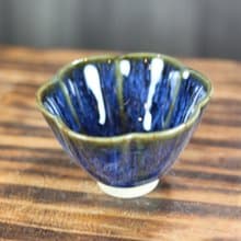【送禮好物】90ml 湛海 天目釉 花瓣茶杯 鶯歌名家葉敏祥作