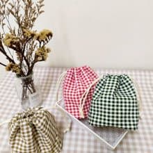 集福系列立體束口袋/收納袋/萬用禮品/聖誕紅格款