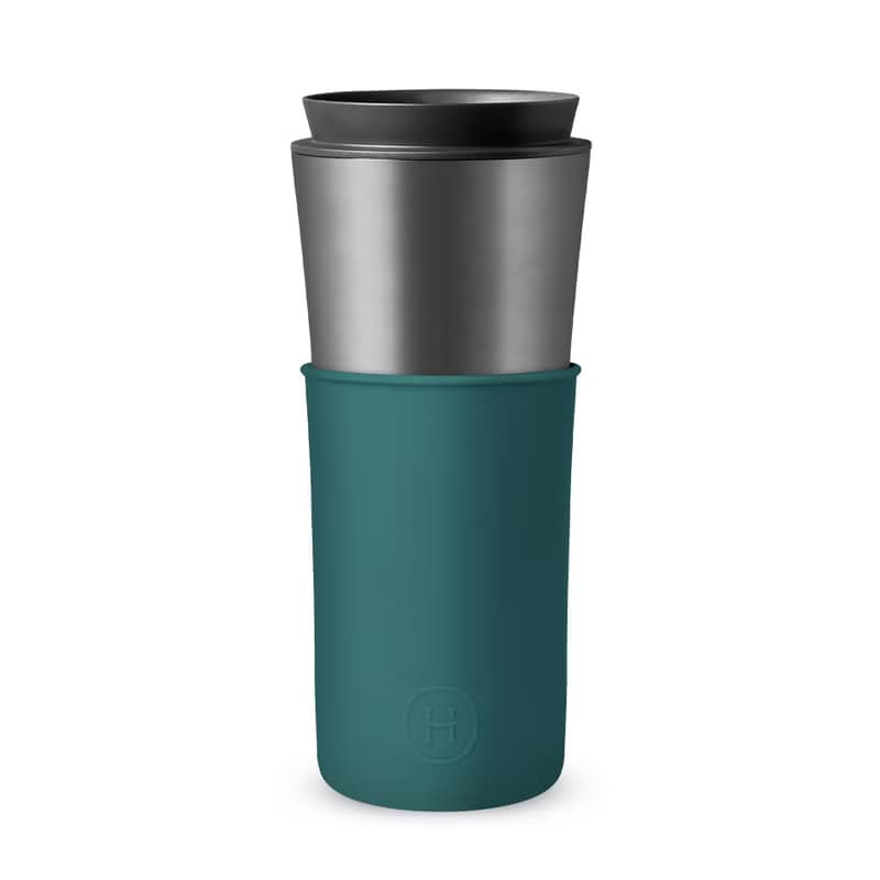 【質感時尚】美國HYDY兩用隨行保溫杯 | 鈦灰-孔雀綠 450ml