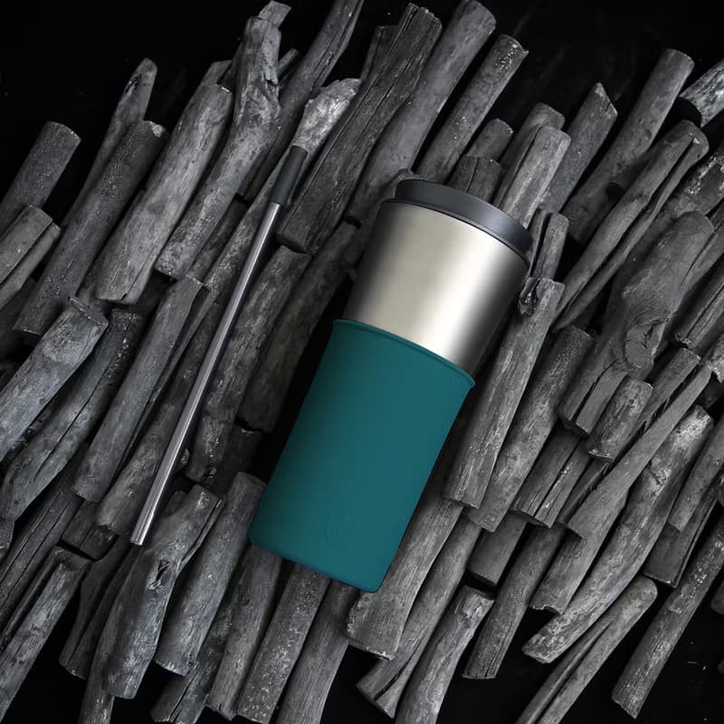 【質感時尚】美國HYDY兩用隨行保溫杯 | 鈦灰-孔雀綠 450ml