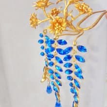 藍藤簪　黃銅 × Swarovski | 日本手工製作 Luan. Kanzashi Atel
