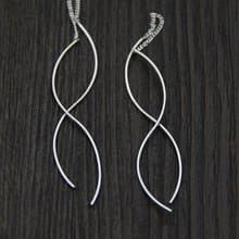 S925 Sterling Silver Wave Designer Women Ear Lines Simple Fashion Handmade Twist