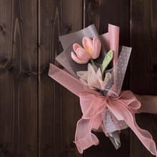Mustflor-粉紅鬱金香花束-手工針織花