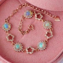 Natural Opal Bracelet Silver925 with rosegold plated.