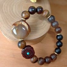 珠串雕刻手鍊-桃子 吉祥長壽/柴花年糕玉/霧面