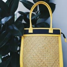 Mini Tote Bag-Krajood Hand Weaving-Yellow Leather