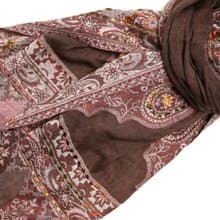 【聖誕禮物】喀什米爾水煮羊毛手工刺繡圍巾披肩薄透紗乾燥玫瑰粉