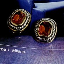vintage jewelry  典雅方形萊茵風格 夾式耳環