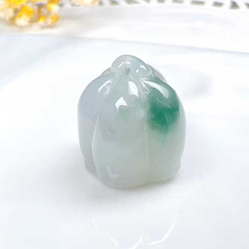 飄藍花翡翠蓮藕吊墜 | 天然緬甸A貨翡翠 |  送禮