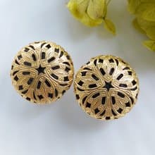 Vintage Jewelry 西洋古董飾品  細緻壓紋 夾式耳環