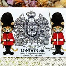 衛兵貓(橫向)─手繪日製動物療癒防水貼紙/小卡片/行李箱/筆電