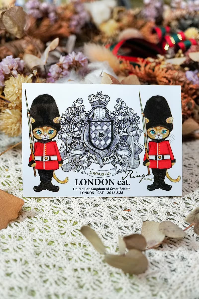 衛兵貓(橫向)─手繪日製動物療癒防水貼紙/小卡片/行李箱/筆電