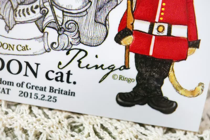 衛兵貓(橫向)─手繪日製動物療癒防水貼紙/小卡片/行李箱/筆電