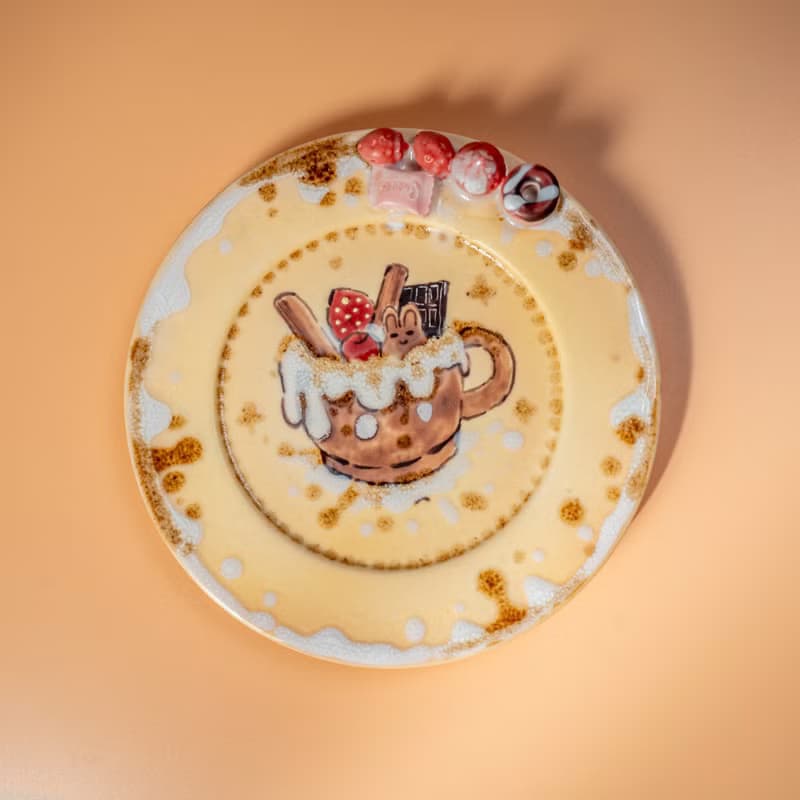 Handmade Chocolate Dessert-themed Ring dish Strawberry Cake Plate Jewelry Holder