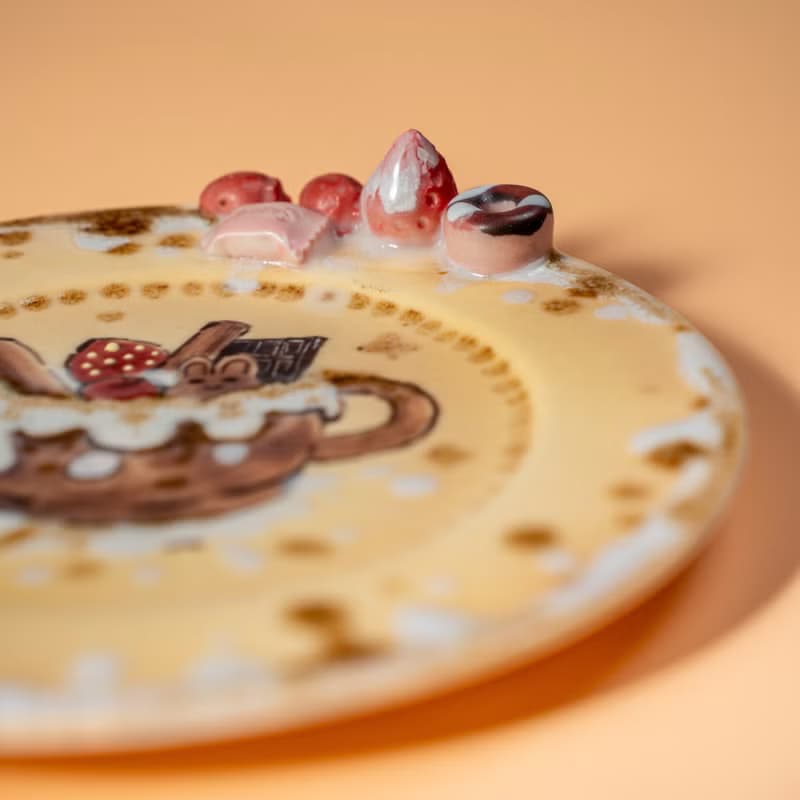 Handmade Chocolate Dessert-themed Ring dish Strawberry Cake Plate Jewelry Holder