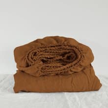 Cinnamon linen fitted sheet / Softened linen bed sheet / Deep pocket