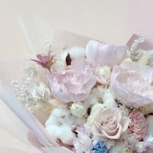 日本永生玫瑰乾燥花束 棉花 韓系包裝