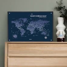 世界地圖-訂製磁吸系列海報-海軍藍(畢業禮物)-IKEA留言板款