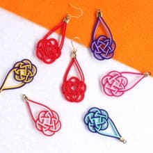 japanese style pierce earring / ear clip /mizuhiki / accessory / flower
