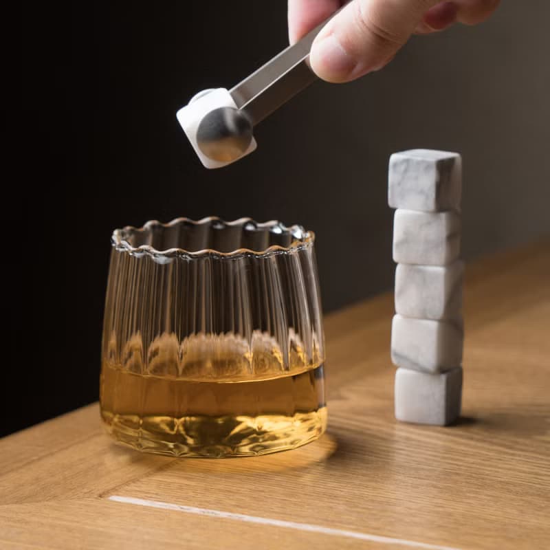 【新婚禮物】品酒禮盒/ 手工玻璃酒杯&大理石冰磚 轉出好運