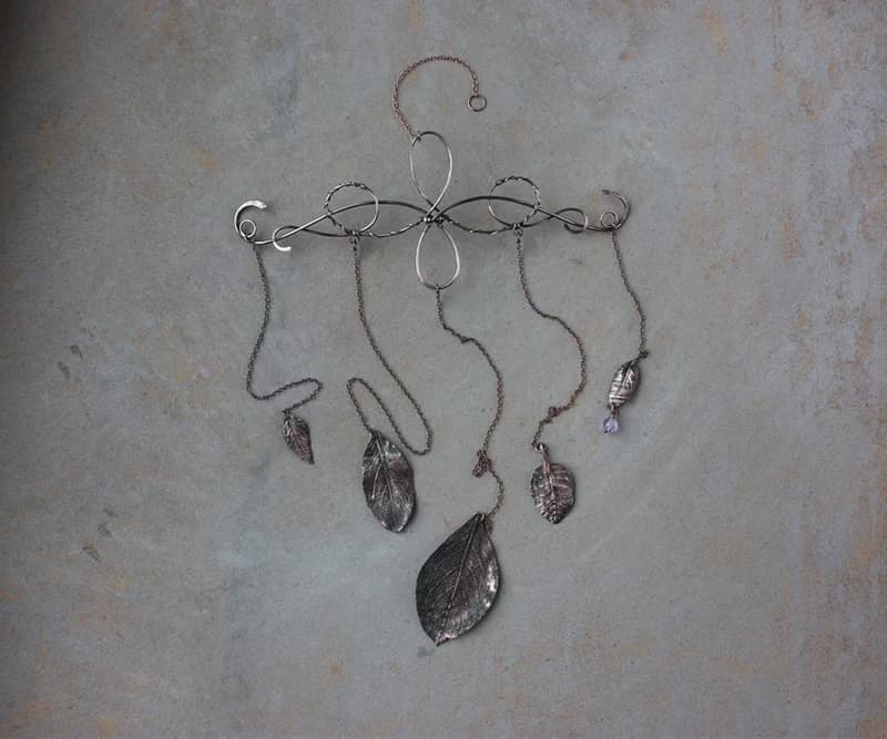 Bohemian Copper Leaf Wall Hanging, Handmade Botanic Wall Art, Housewarming gift