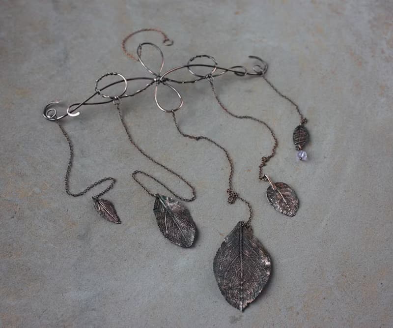 Bohemian Copper Leaf Wall Hanging, Handmade Botanic Wall Art, Housewarming gift