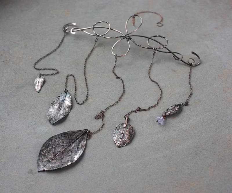 Bohemian Copper Leaf Wall Hanging, Handmade Botanic Wall Art, Housewarming gift