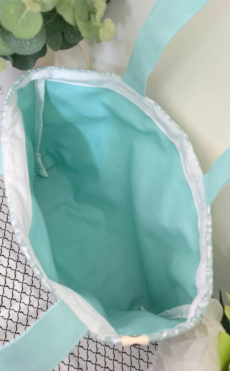 北歐風格帆布淺灰白花提包全棉帆布肩背包側背包