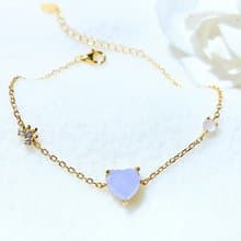 |貴婦養成鏈|A貨翡翠冰紫愛心8mm純銀鍍18k黃簡約款手鏈