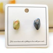 彼得石耳釘獨特花紋龍眼石耳飾隨形礦石手工配飾11-13mm