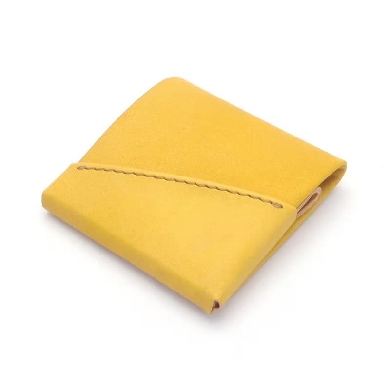 【ミニ財布】革 きはだ染め 草木染め 左利き 手縫い 手染め 手作り【chotof/ちょとふ】