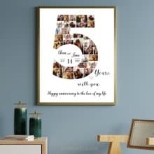 0-9 Number Photo collage Editable Canva Template, Anniversary Gift, Brthday Gift