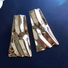 Vintage Jewelry 西洋古董飾品 金色調 波浪 針式耳環