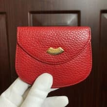 BALLY 絕版紅色 真皮 義大利製 logo五金 鑰匙圈 古董零錢包 復古