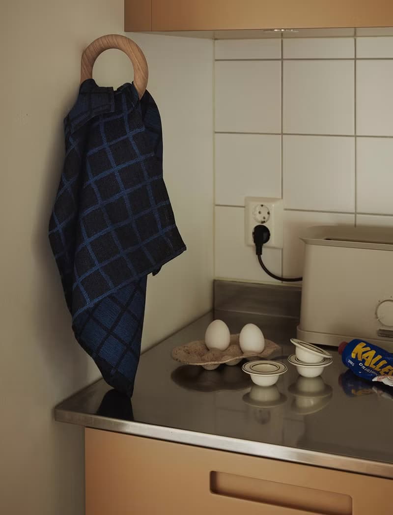 北歐設計款–格子格紋茶巾 藍黑 RUTIG TEA TOWEL,BLUE/BLACK