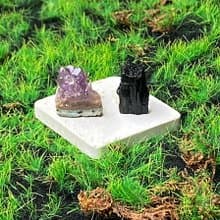 能量擺飾-天然原礦可愛紫晶簇 黑碧璽套組 招財保平安 快速出貨