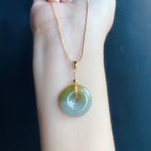 天然緬甸玉 翡翠 冰黃翡 平安扣 設計款 項鍊 禮物 生日禮物