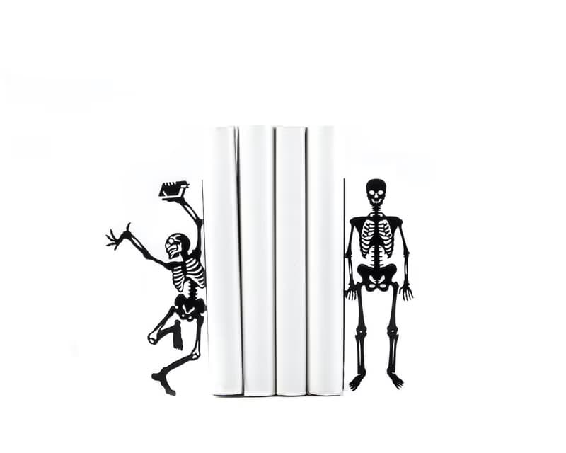 Metal Bookends - Happy Skeletons - Perfect Companion for Horror books