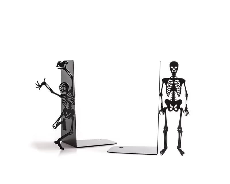 Metal Bookends - Happy Skeletons - Perfect Companion for Horror books