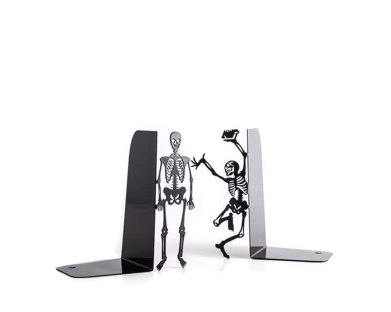 Metal Bookends - Happy Skeletons - Perfect Companion for Horror books